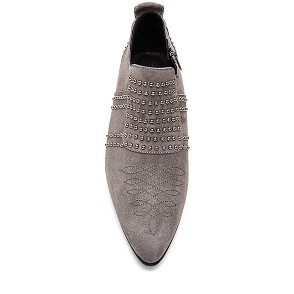 ANINE BING Charlie Low Ankle Boots Gray Suede Studded 37 7 - Picture 9 of 9